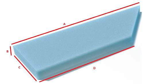 Mitred right corner foam seat for sofas and caravan benches