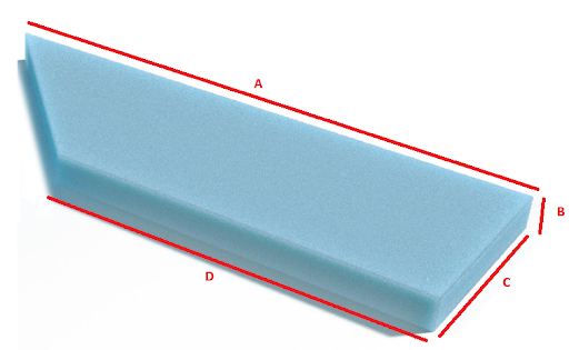 Mitred corner foam seat cushion in light blue