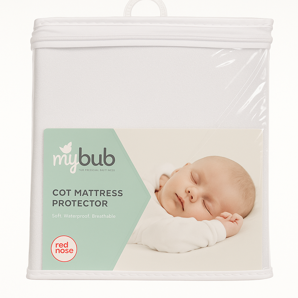MyBub cot mattress protector – waterproof, breathable baby bedding with Red Nose approval