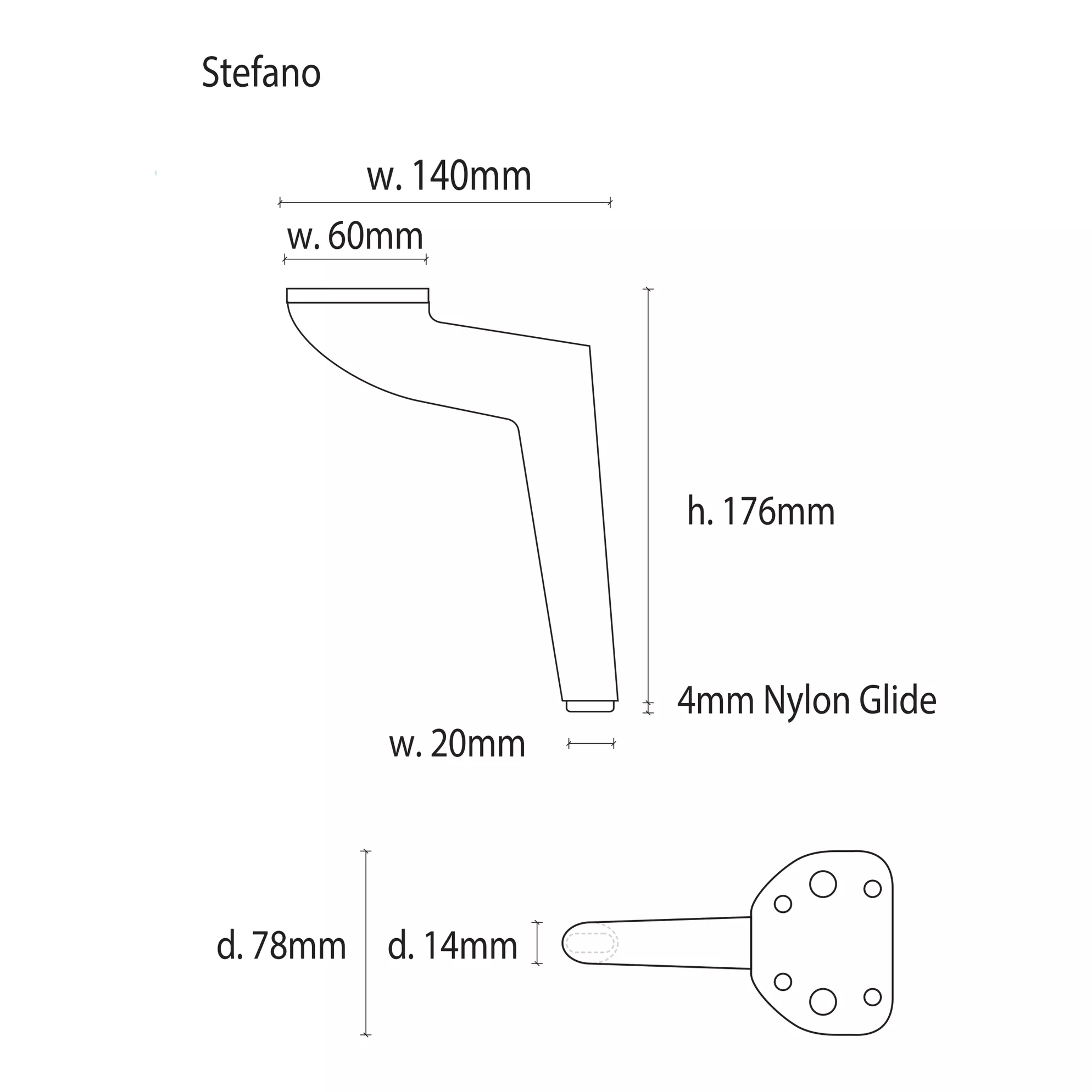Stefano metal leg dimensions
